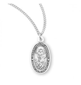 HMH St. Michael Medal - Oval, Sterling Silver, 18" Chain