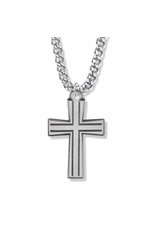 Singer Pewter Outlined and Flared Cross Necklace (24" Chain)