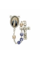 Singer Rosary - Blue Glass Beads & Miraculous Photo Center