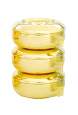 Alviti Creations Triple Stacking Ciboria, Straw Texture, Gold Plated
