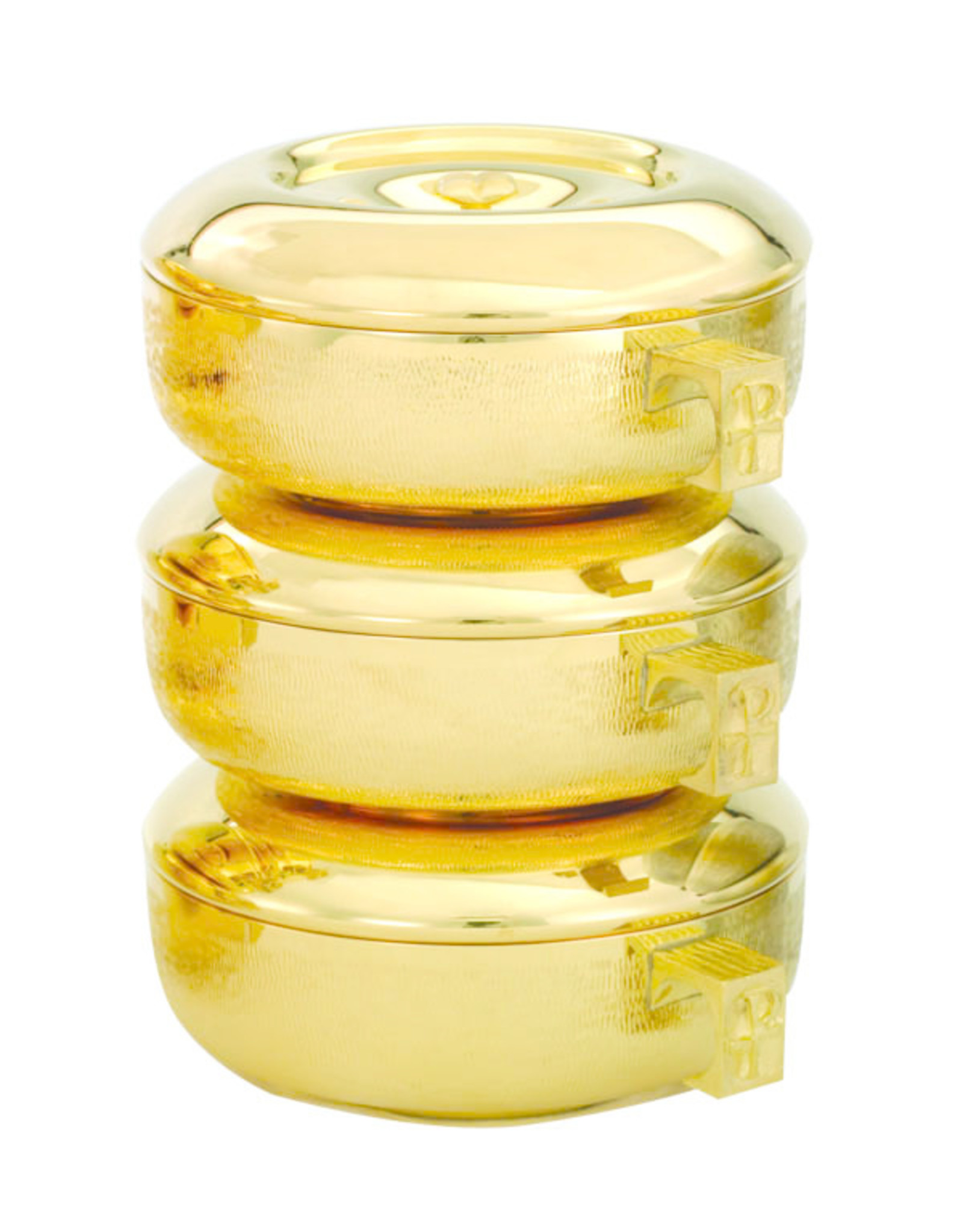 Alviti Creations Triple Stacking Ciboria, Straw Texture, Gold Plated