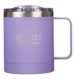 Be Still & Know Lavender Camp Style Stainless Steel Mug - Psalm 46:10