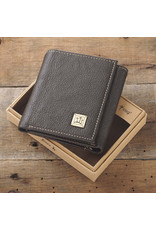 Christian Art Gifts Wallet - Three Crosses, Brown Leather