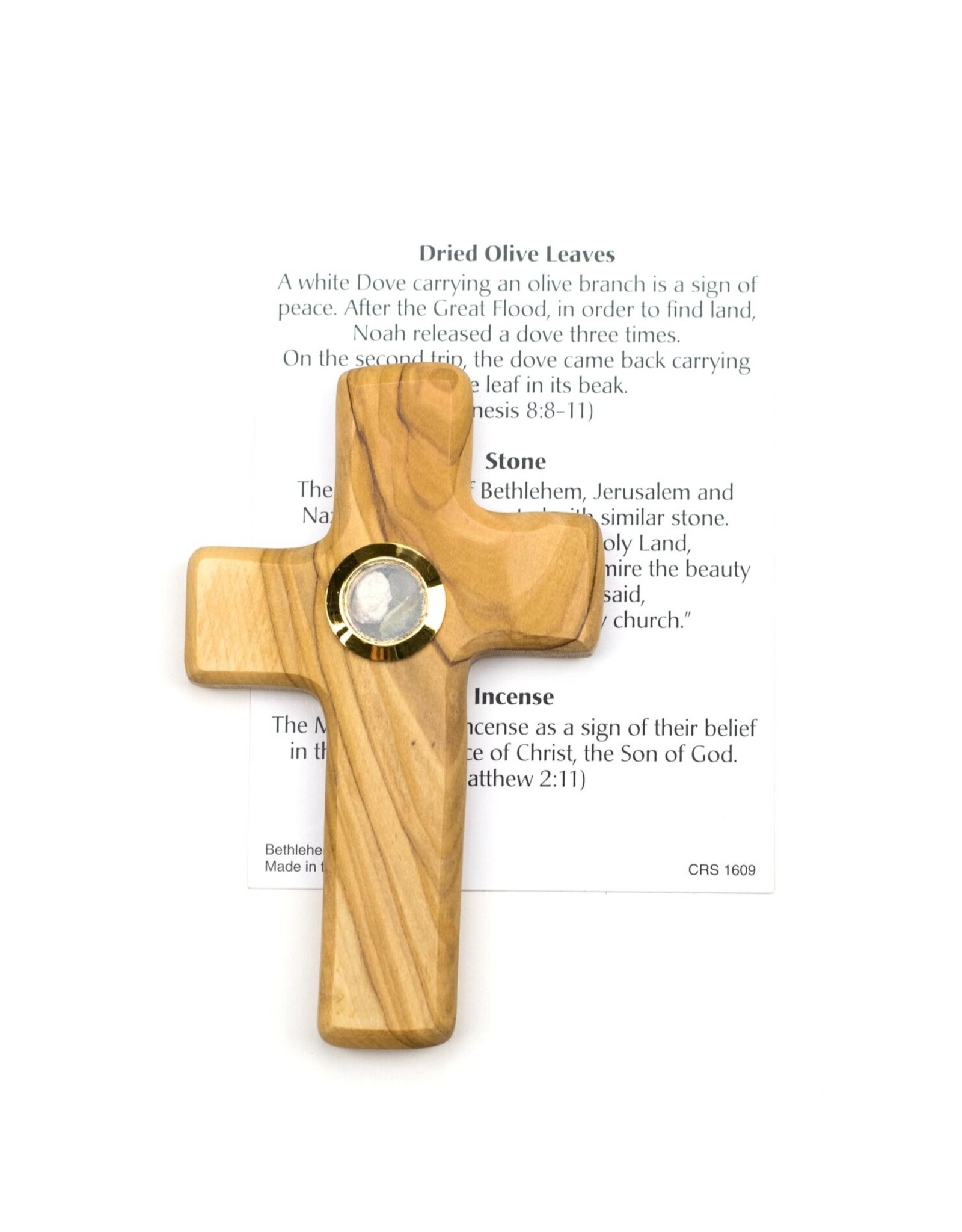 Olive Wood Cross with Bethlehem Stone from Holy Land