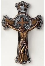 Roman Gold & Silver Benedictine Crucifix, 10.25"