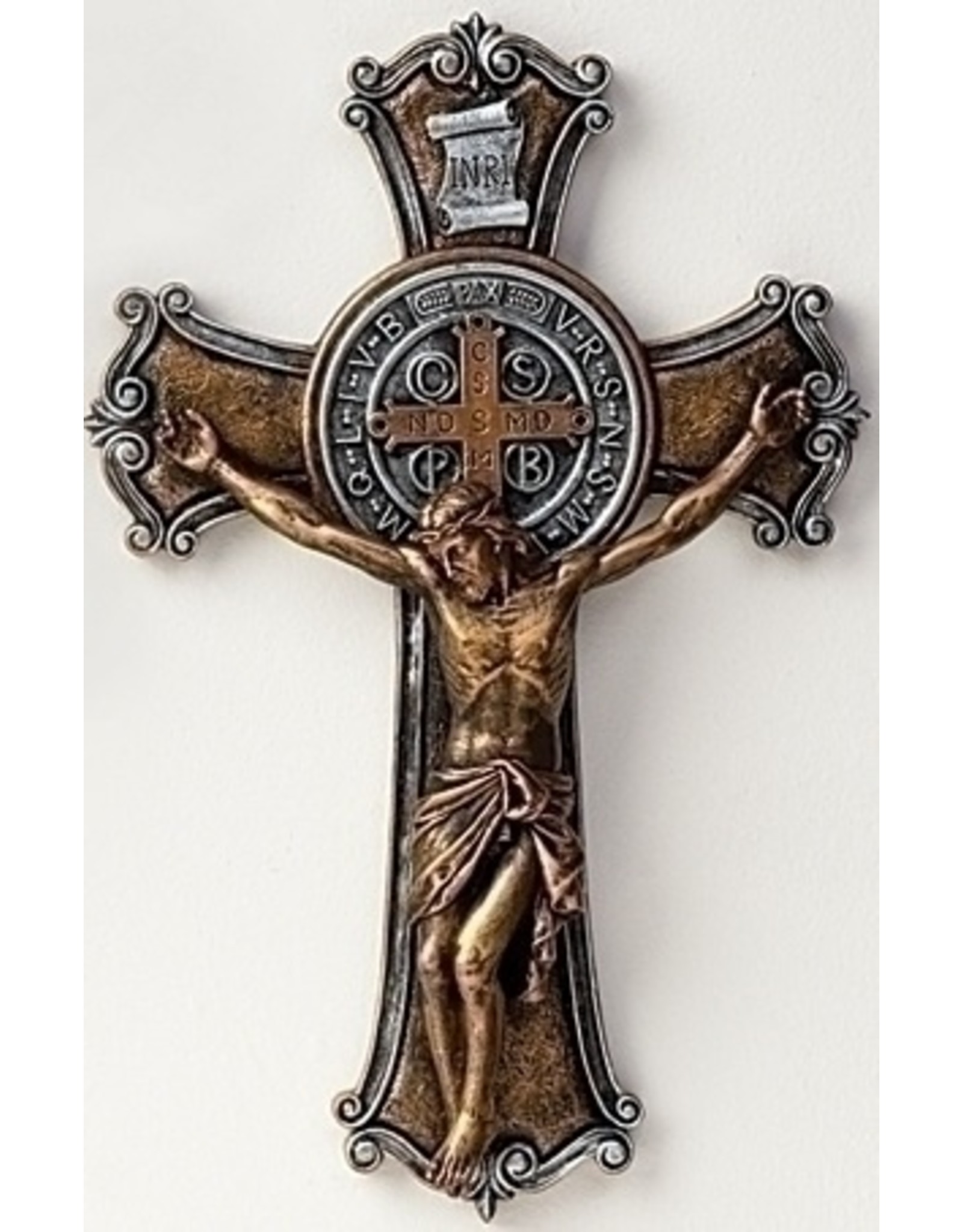 Roman Gold & Silver Benedictine Crucifix, 10.25"