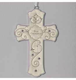 Roman Pearlized First Communion Cross, 7.25"