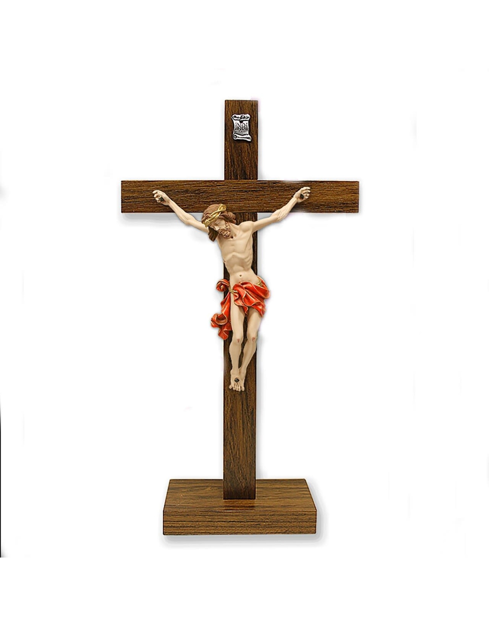 Standing Crucifix 10.5" Dark Wood/Red Loincloth