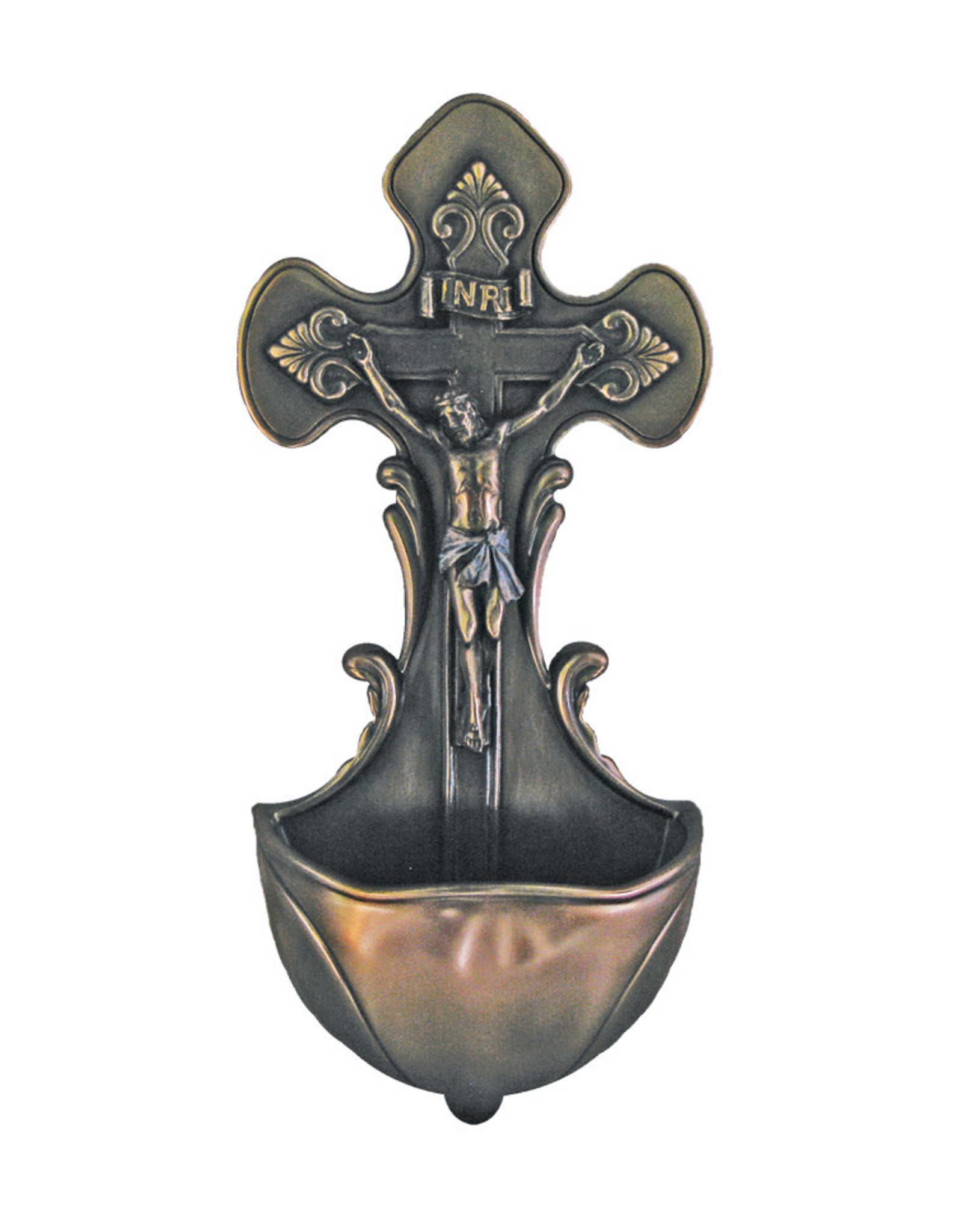 Goldscheider Holy Water Font Crucifix 7.5" Bronze