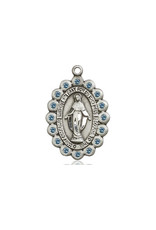 Bliss Miraculous Medal Blue Crystal Sterling Silver