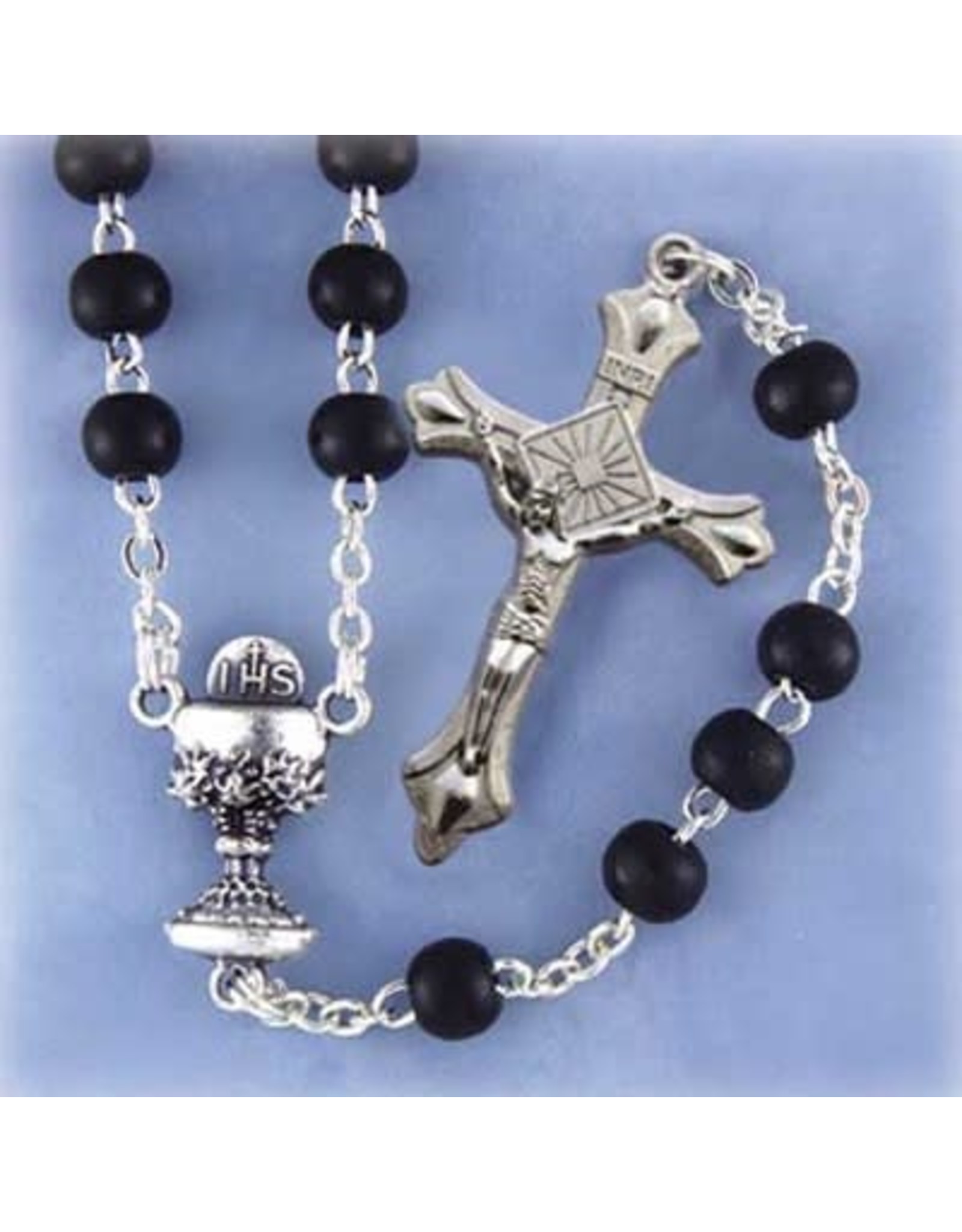 Devon First Communion Rosary Black Glass