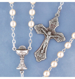 Devon First Communion Rosary Pearl/Silver