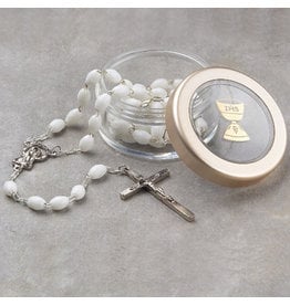 Devon First Communion Rosary White/Clear Box w/Chalice