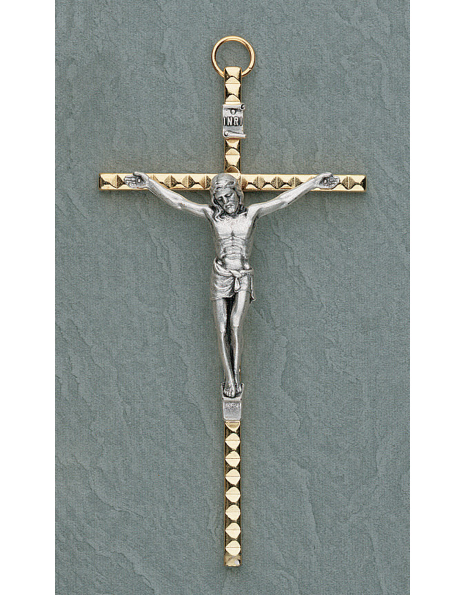 Devon Crucifix 4.5" Hammered Metal Gold Plated/Silver