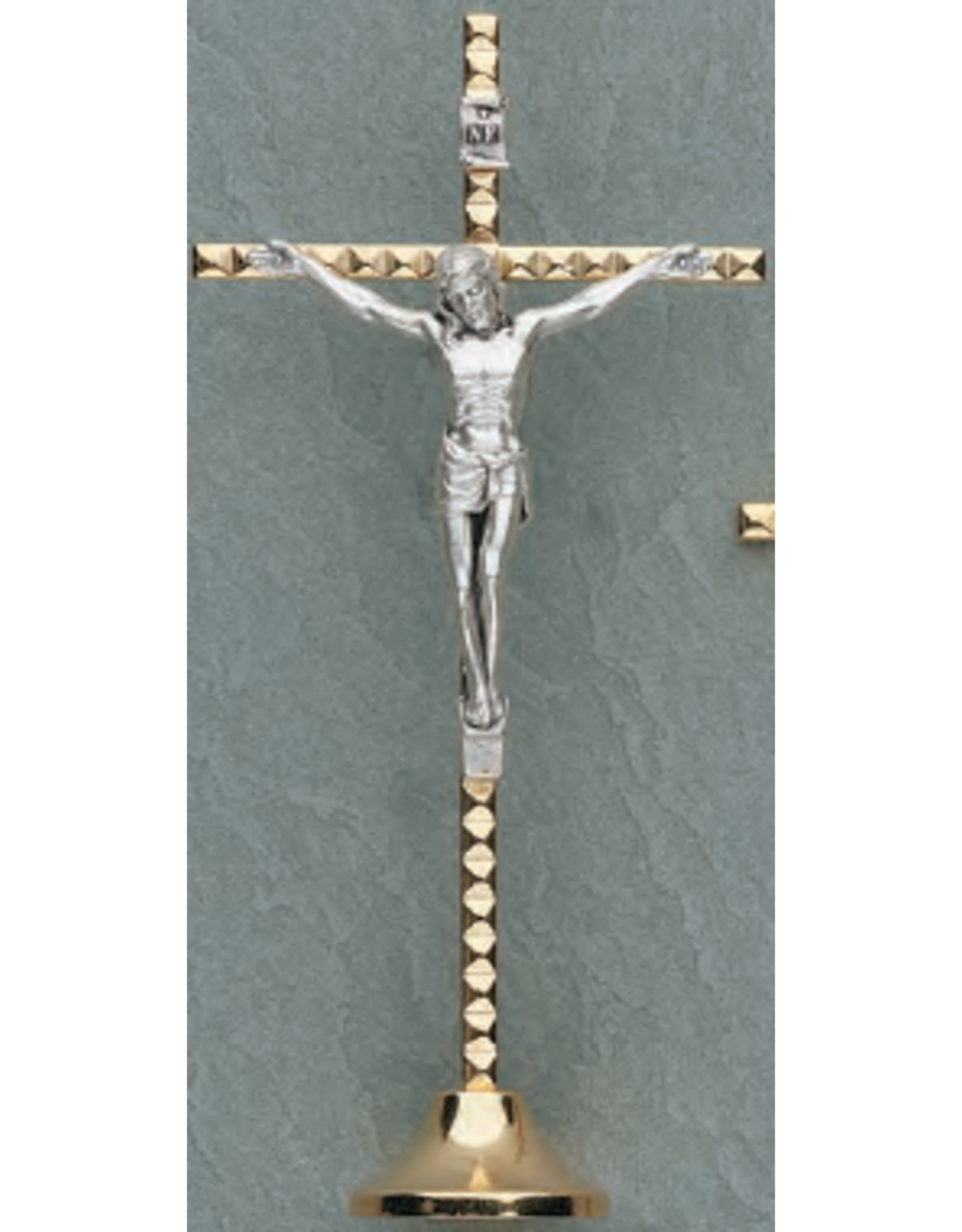 Devon Standing Crucifix 5" Hammered Gold Plated/Silver
