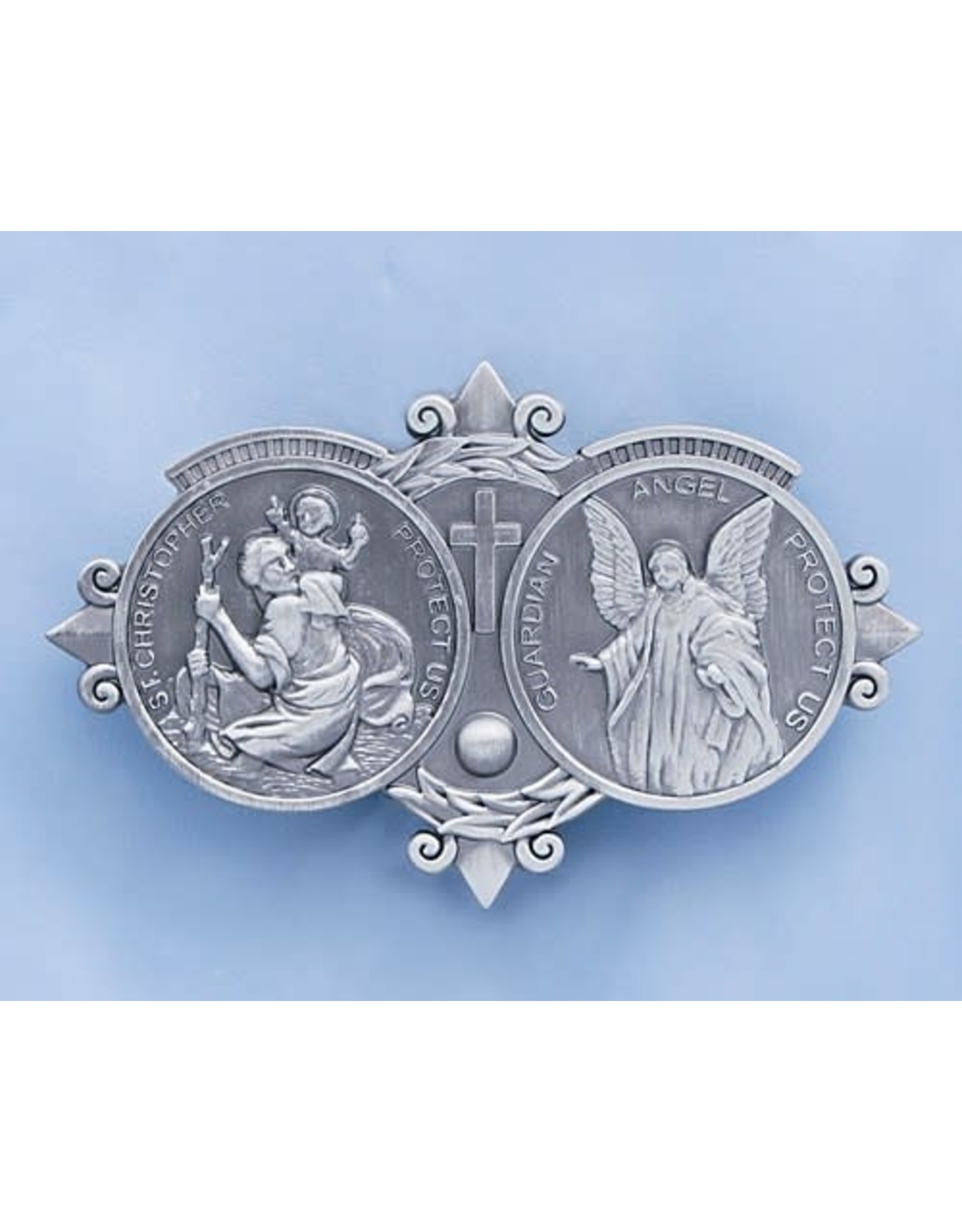 Devon DISC - Visor Clip - Christopher/Guardian Angel, Pewter