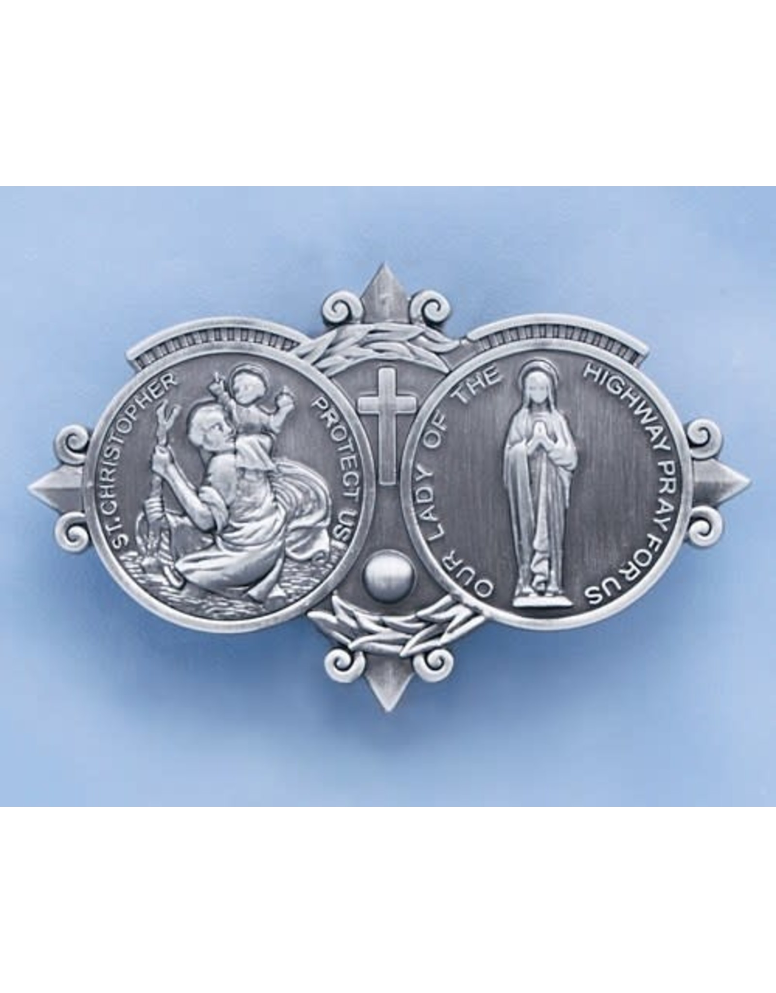 Devon Visor Clip - Christopher/Our Lady of the Highway, Pewter