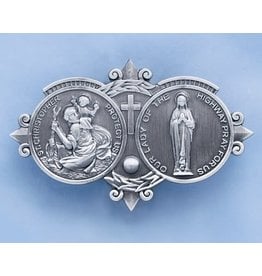 Devon Visor Clip Christopher/Our Lady of the Highway Pewter