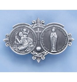 Visor Clip Christopher/Our Lady of the Highway Pewter