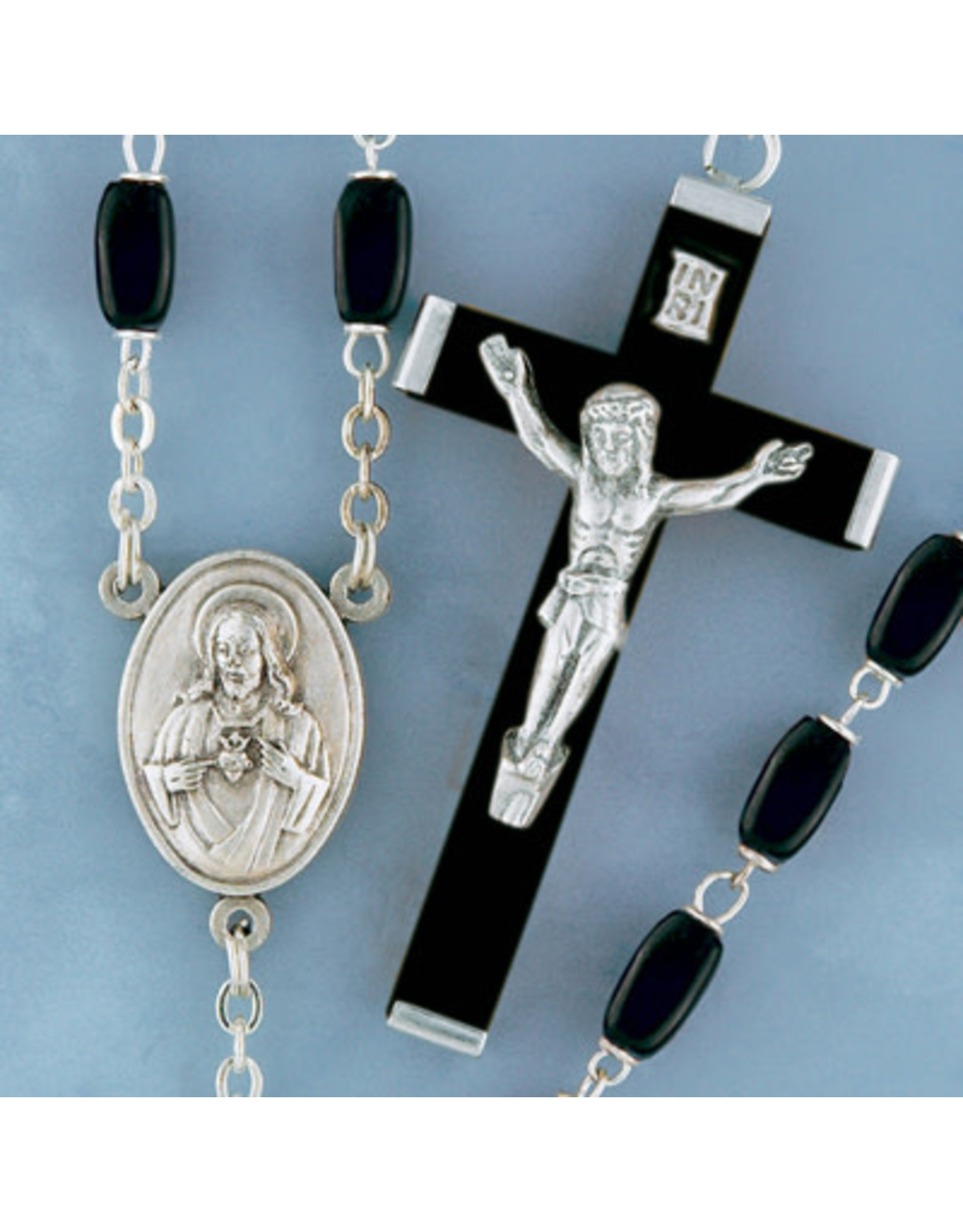 Devon Rosary Black Square Wood/Silver