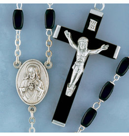 Devon Rosary Black Square Wood/Silver