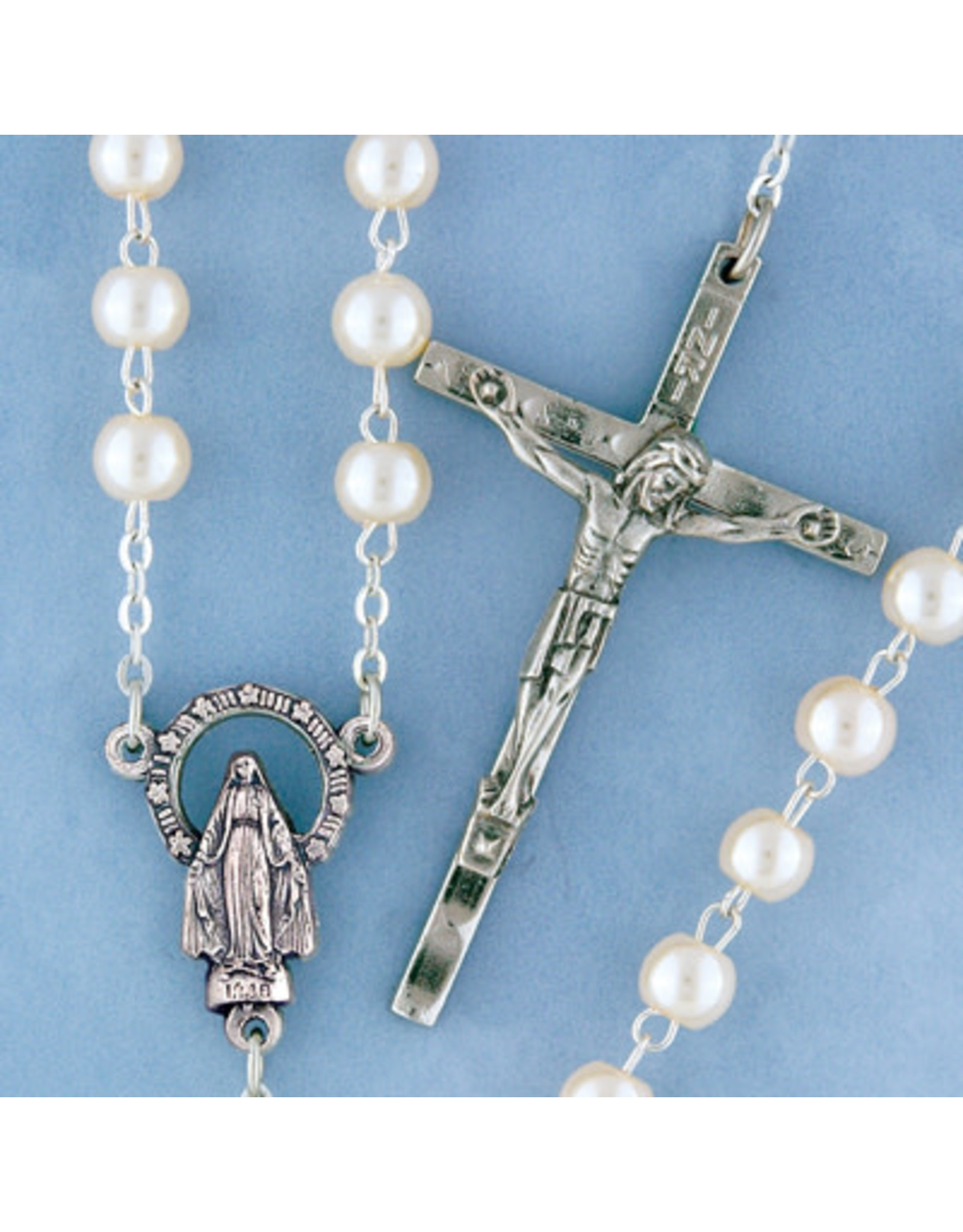 Devon Rosary Pearl/Silver