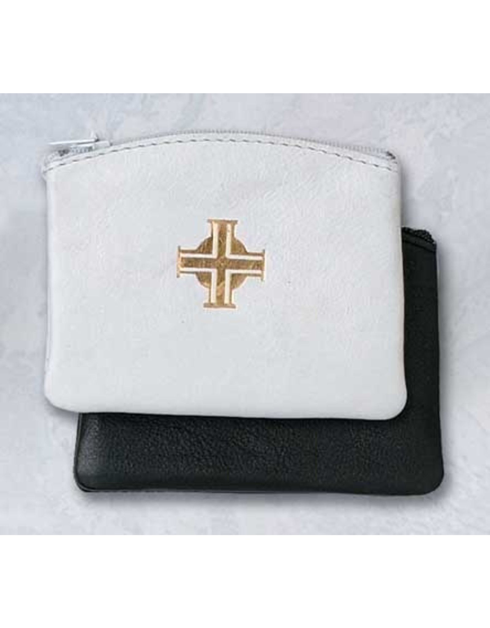 Devon Rosary Case - Leather Zip, White