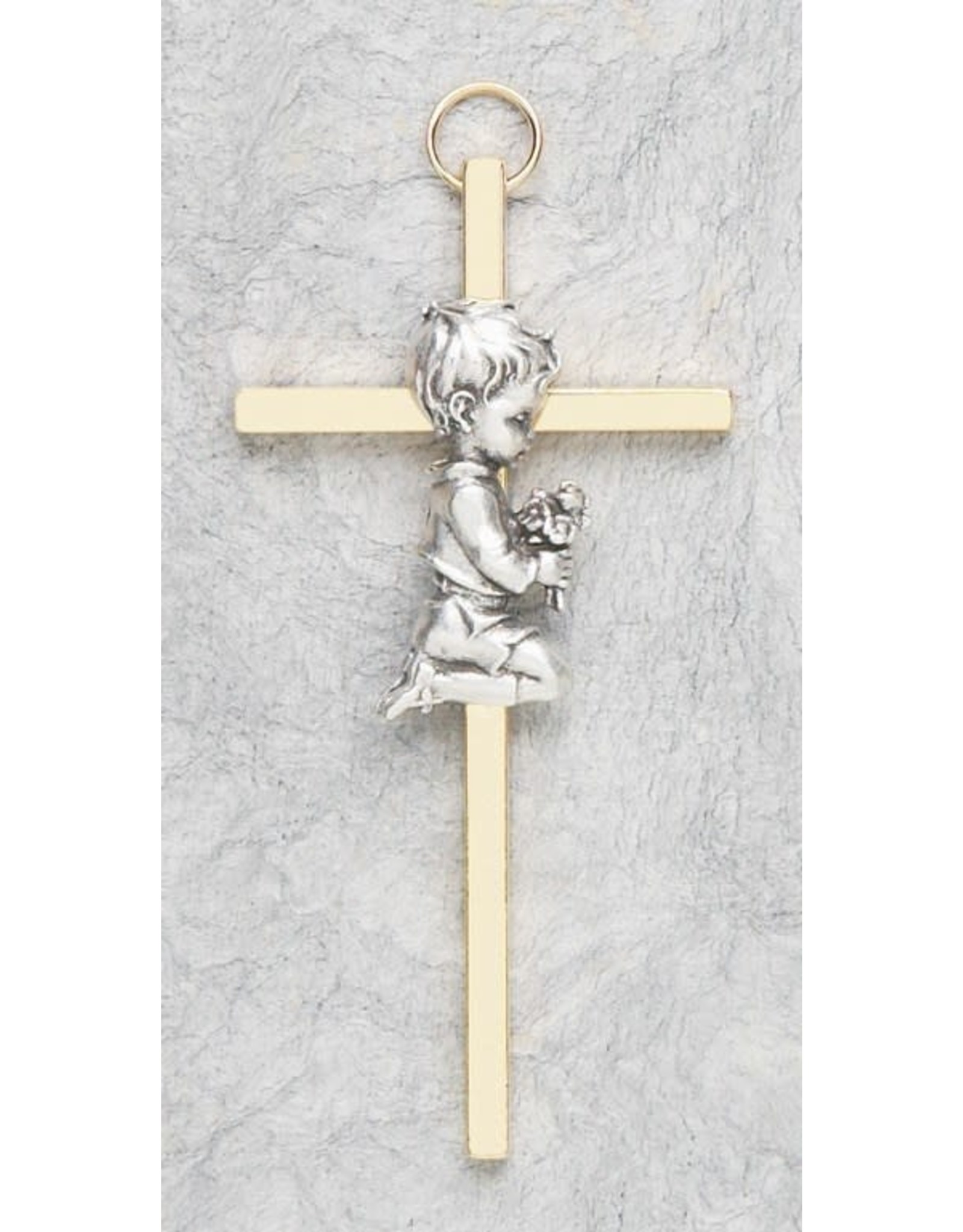 Devon Cross Praying Boy 3.5" Gold/Silver
