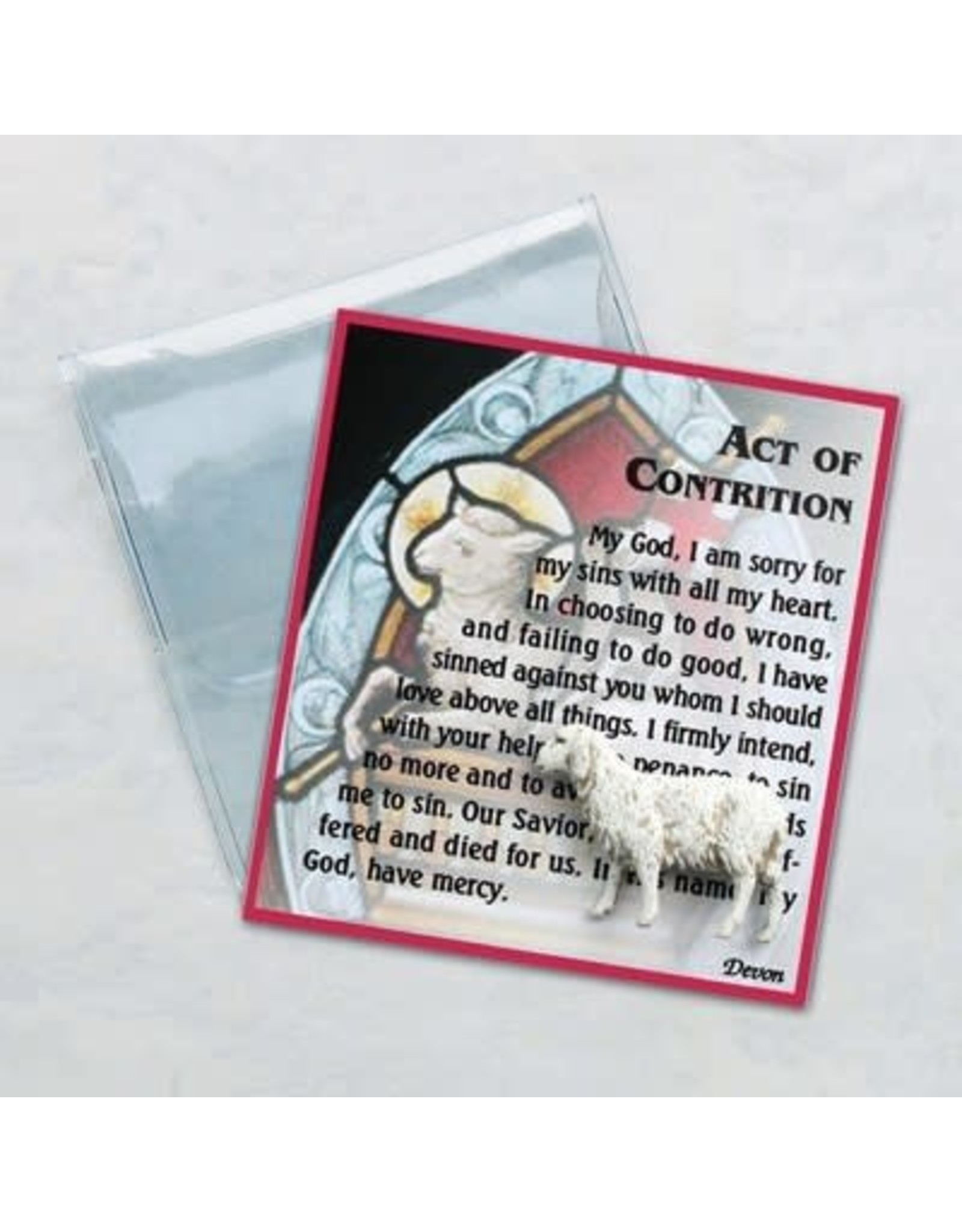 Act of Contrition Holy Card & Sheep Token