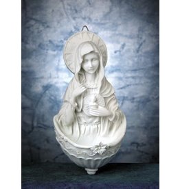 Holy Water Font - Immaculate Heart of Mary, Alabaster 7"