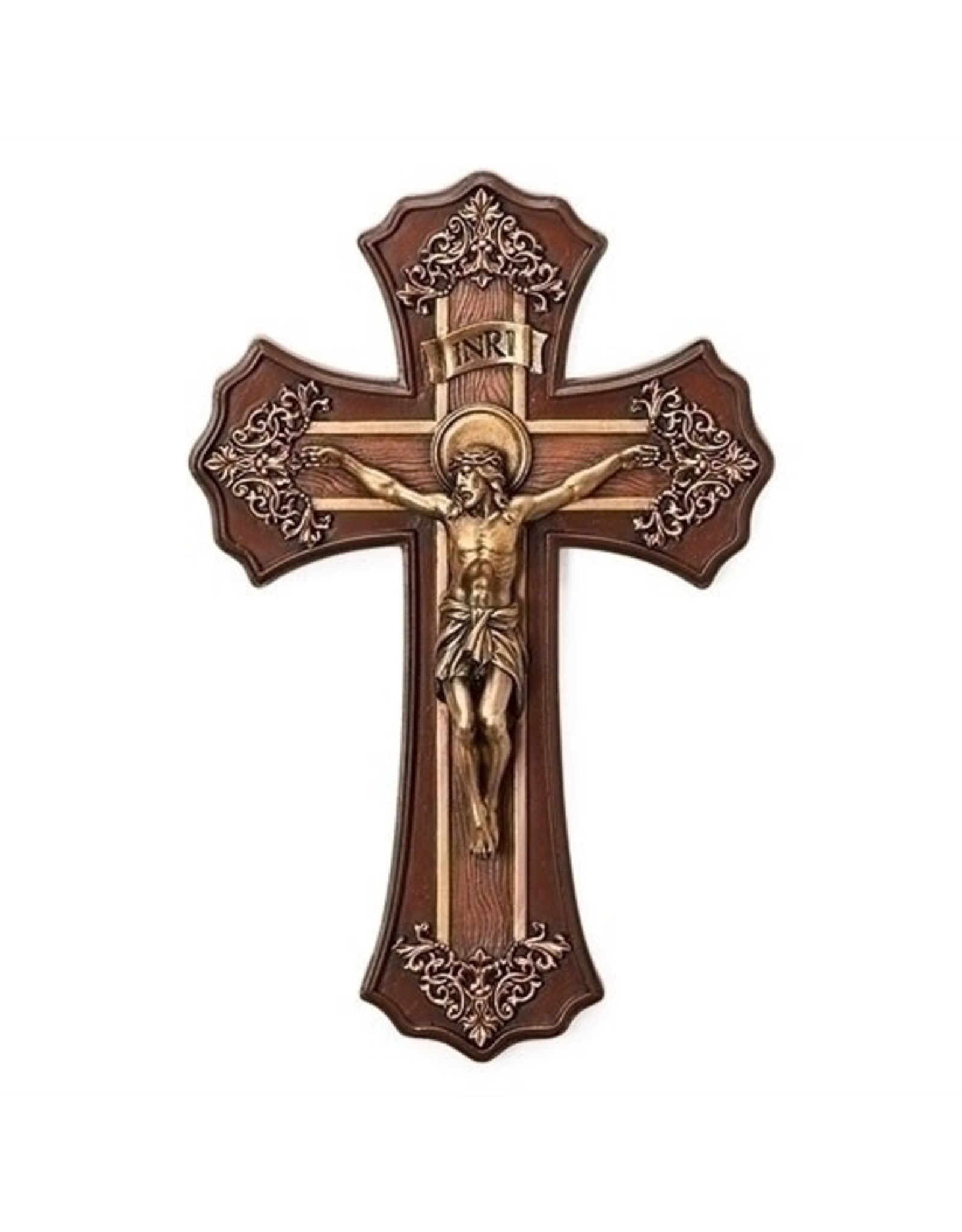 Roman Crucifix 10.25" Victorian Oak/Gold