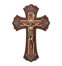 Crucifix 10.25" Victorian Oak/Gold