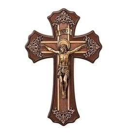 Roman Crucifix 10.25" Victorian Oak/Gold