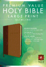 NLT Large Print Premium Value Slimline Tan/Brown Bible