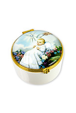 Baptism Porcelain Rosary Box with Glass