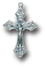 Hirten Crucifix Medal 1" Oxidized Silver