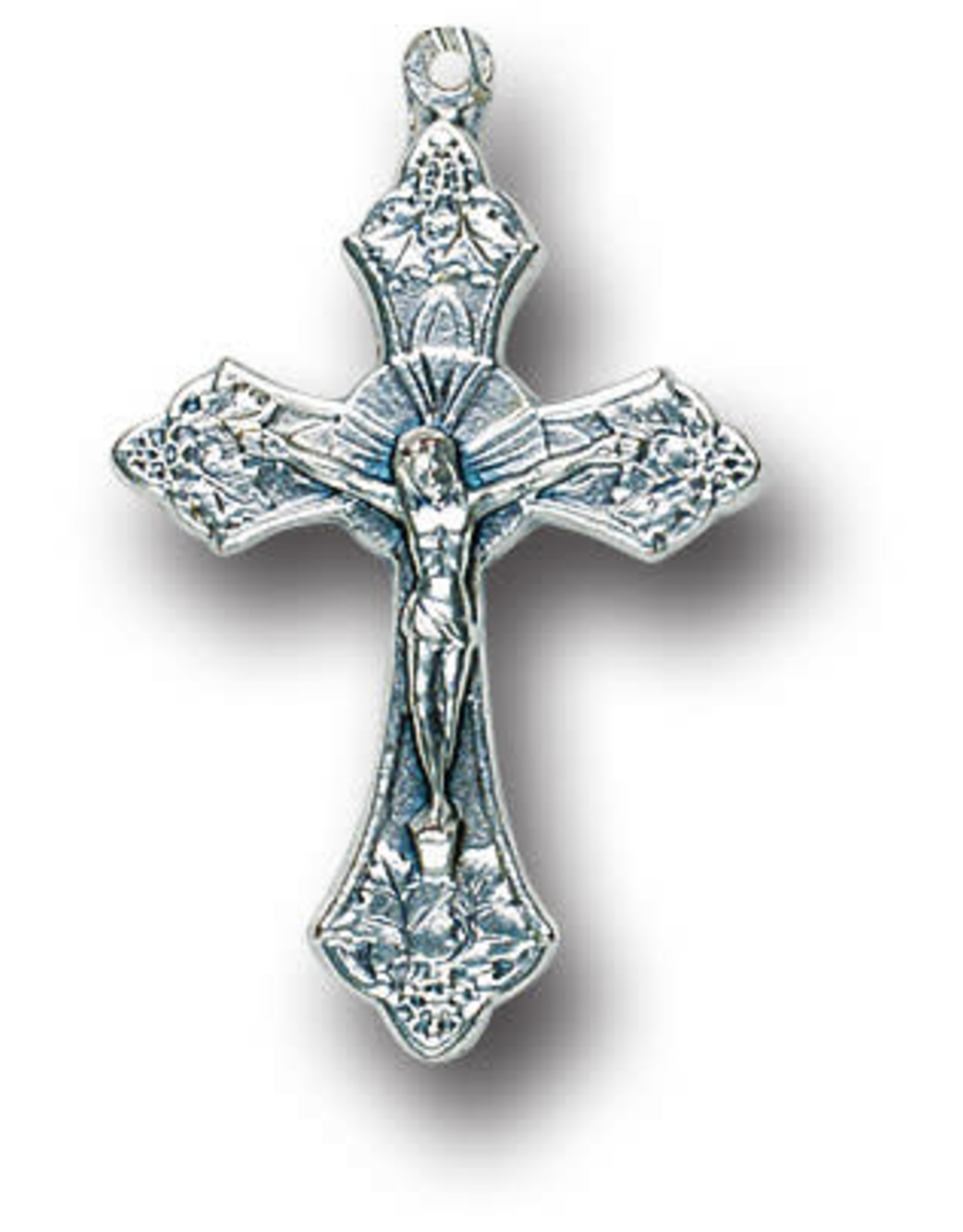 Medal Crucifix 1" Oxidized Silver