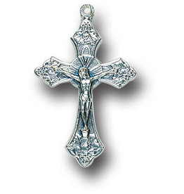 Hirten Medal Crucifix 1" Oxidized Silver