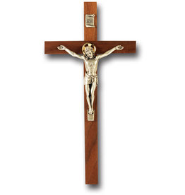 Hirten Crucifix 9" Walnut/Silver
