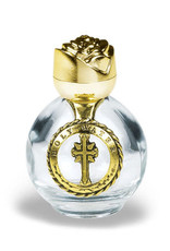Glass Holy Water Bottle Cross/Rose