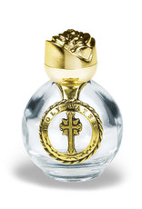 Hirten Glass Holy Water Bottle Cross/Rose