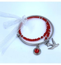 Devon Confirmation Bracelet - Stainless Steel Dove and Gemstone