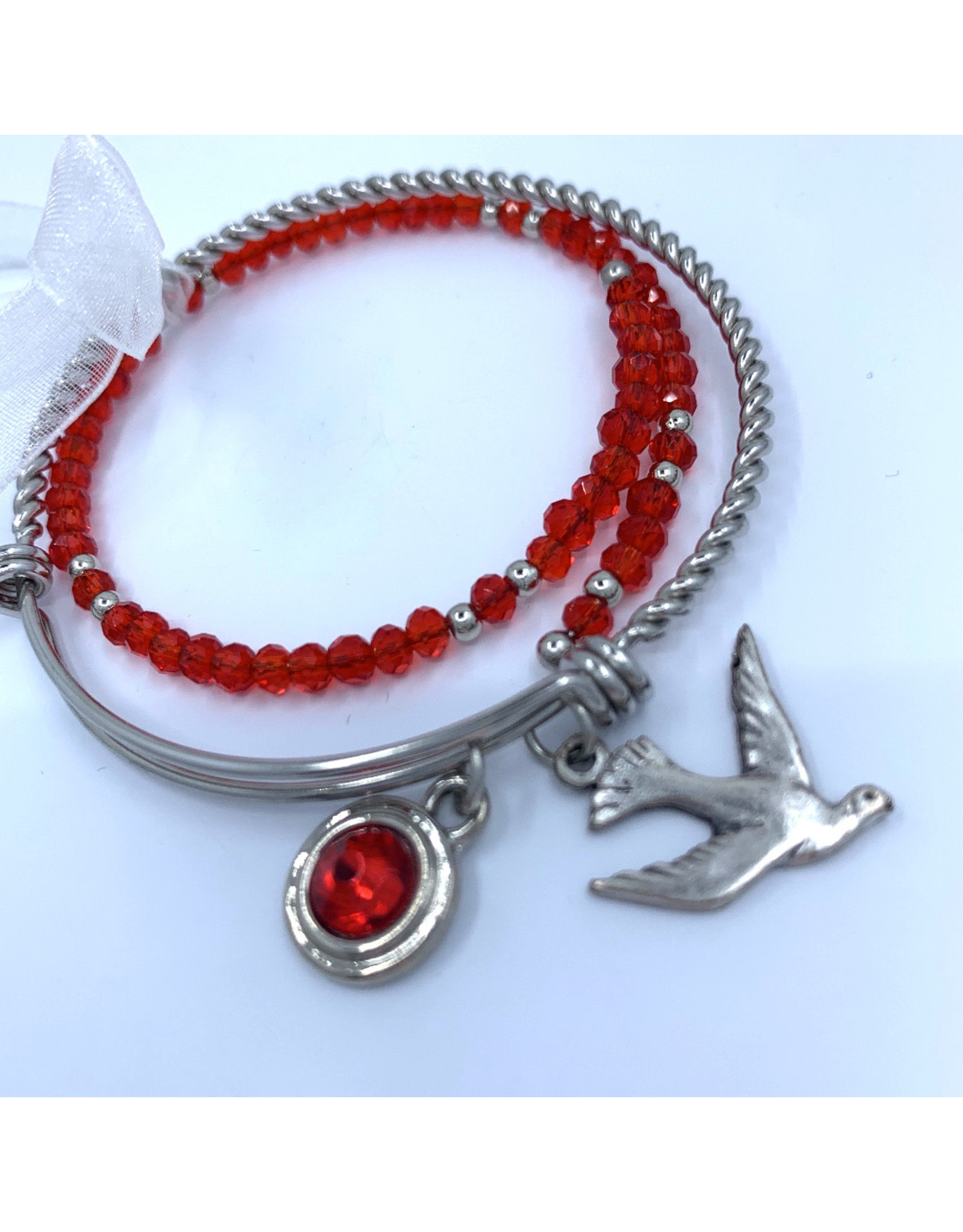 Confirmation Bracelet - Stainless Steel Dove and Gemstone