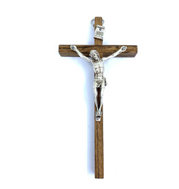Devon Crucifix - 4.75" Wood & Silver