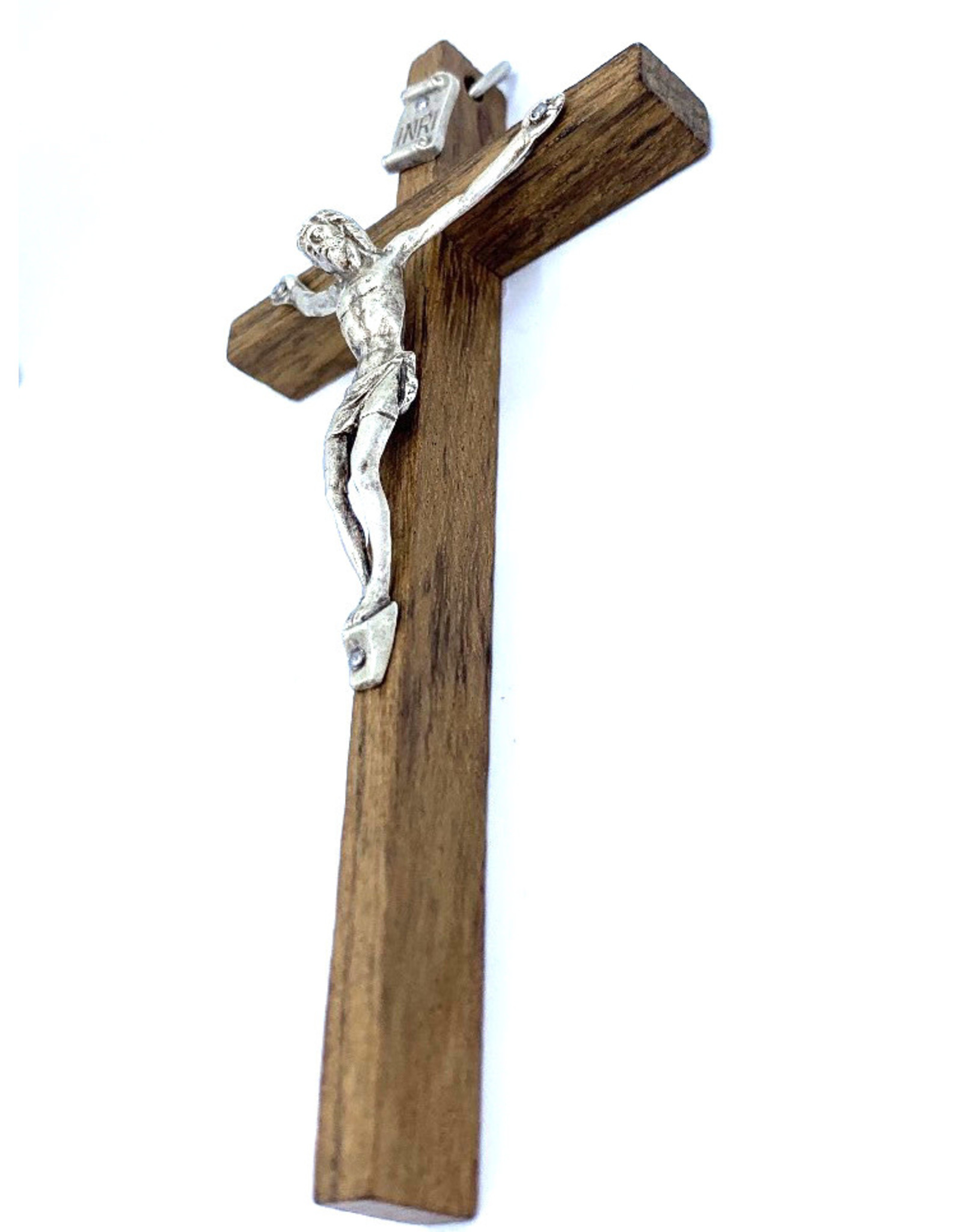 Devon Crucifix - 4.75" Wood & Silver