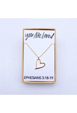 Seeds & Mountains Bible Verse Necklace - You Are Loved, Heart (Ephesians 3:18-19)