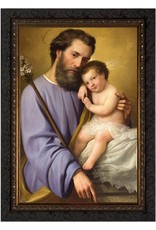 Nelson Art St. Joseph & Infant Jesus Ornate Dark Framed Canvas Picture 8x12