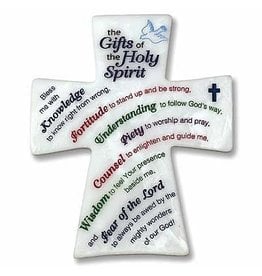 Abbey & CA Gift Confirmation Cross - 7 Gifts of the Holy Spirit (with Easel)