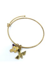 Abbey & CA Gift Confirmation Bracelet - Gold Bangle with Dove, Cross, and Gem