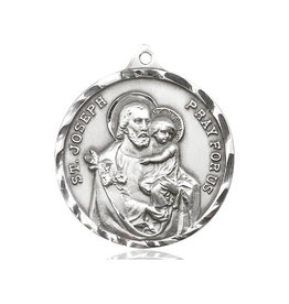 Bliss St. Joseph Medal - Round, Sterling Silver